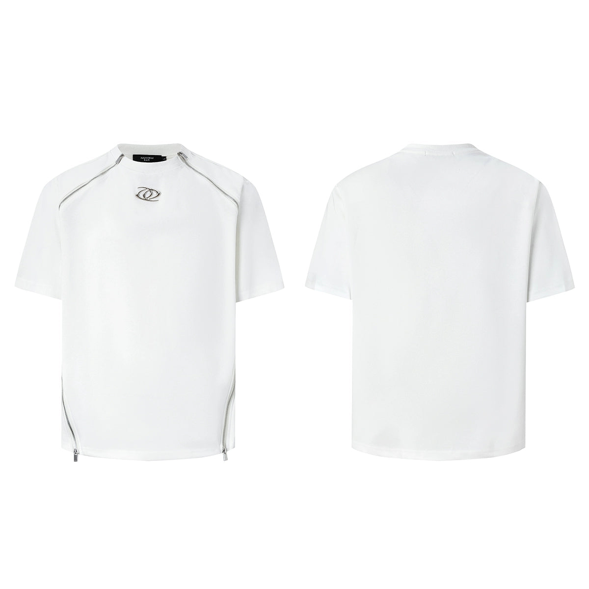 Zipper Design Shoulder-pad Short Sleeve T-Shirt WN20351