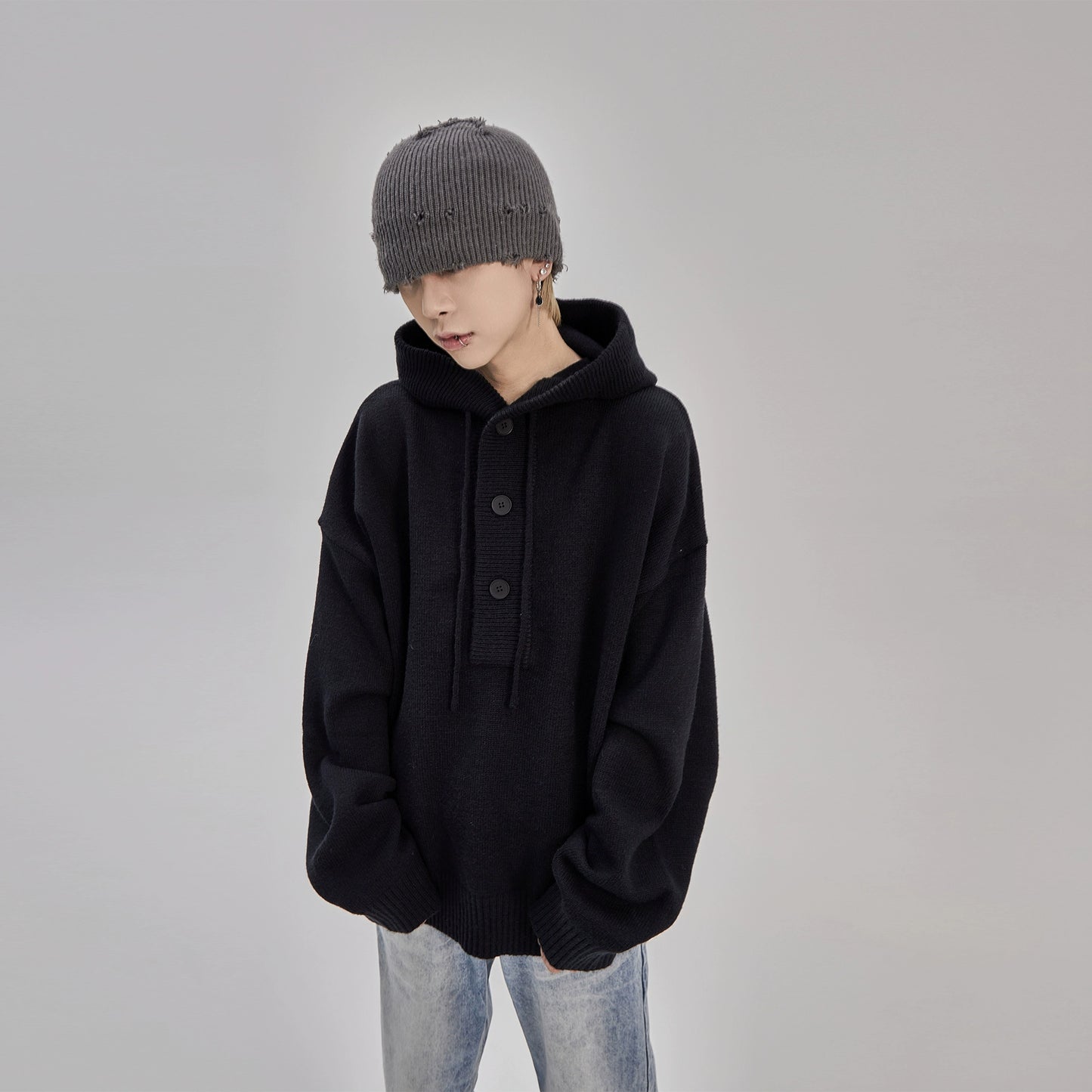 Oversize Hooded Knit Sweater WN9903