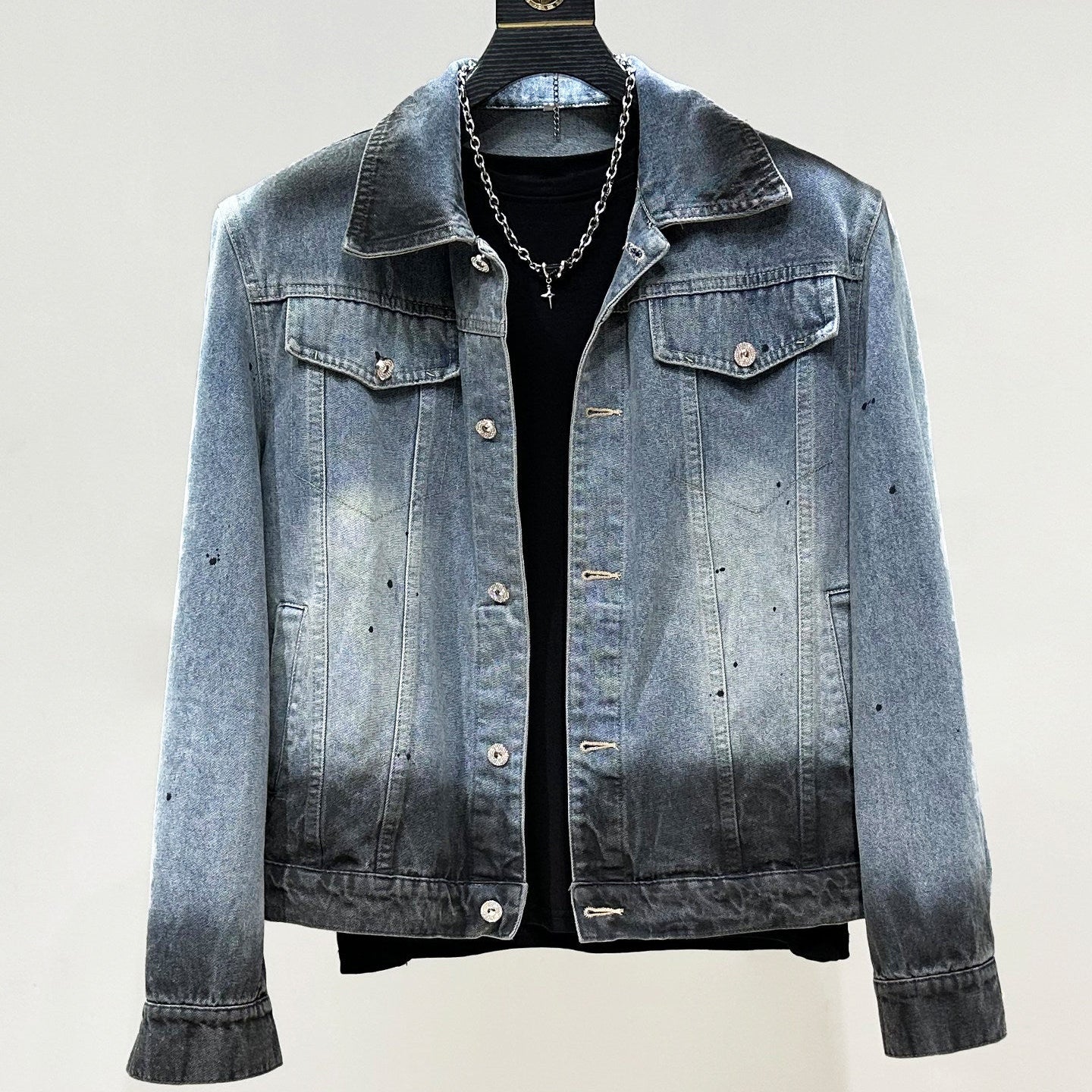 Wash Gradient Damage Denim Jacket & Denim Jeans Setup WN23891