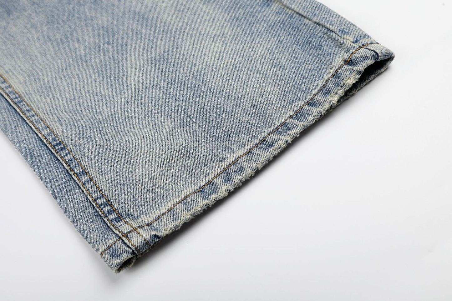 Washed Damage Whisker Wide Leg Denim Jeans WN26019