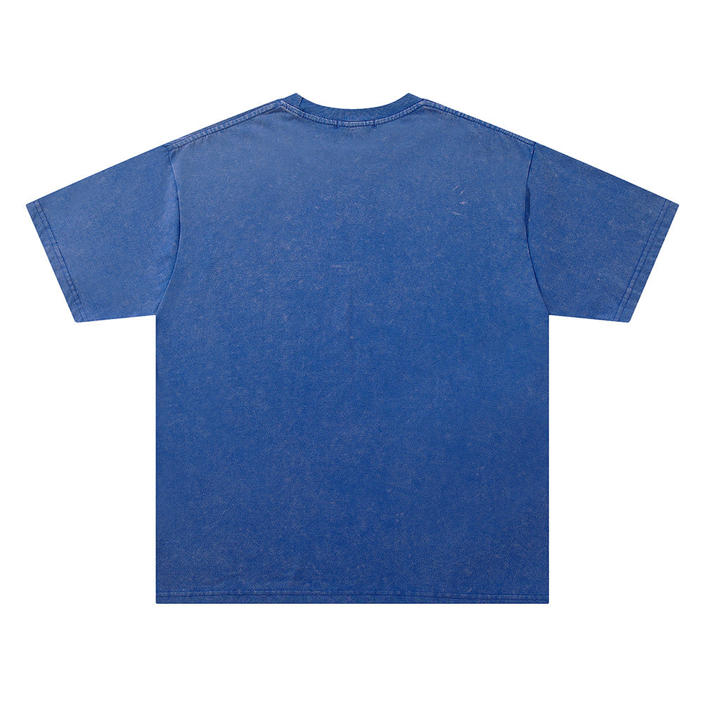 Washed Damage Collage Eye Print Short Sleeve T-Shirt WN26806