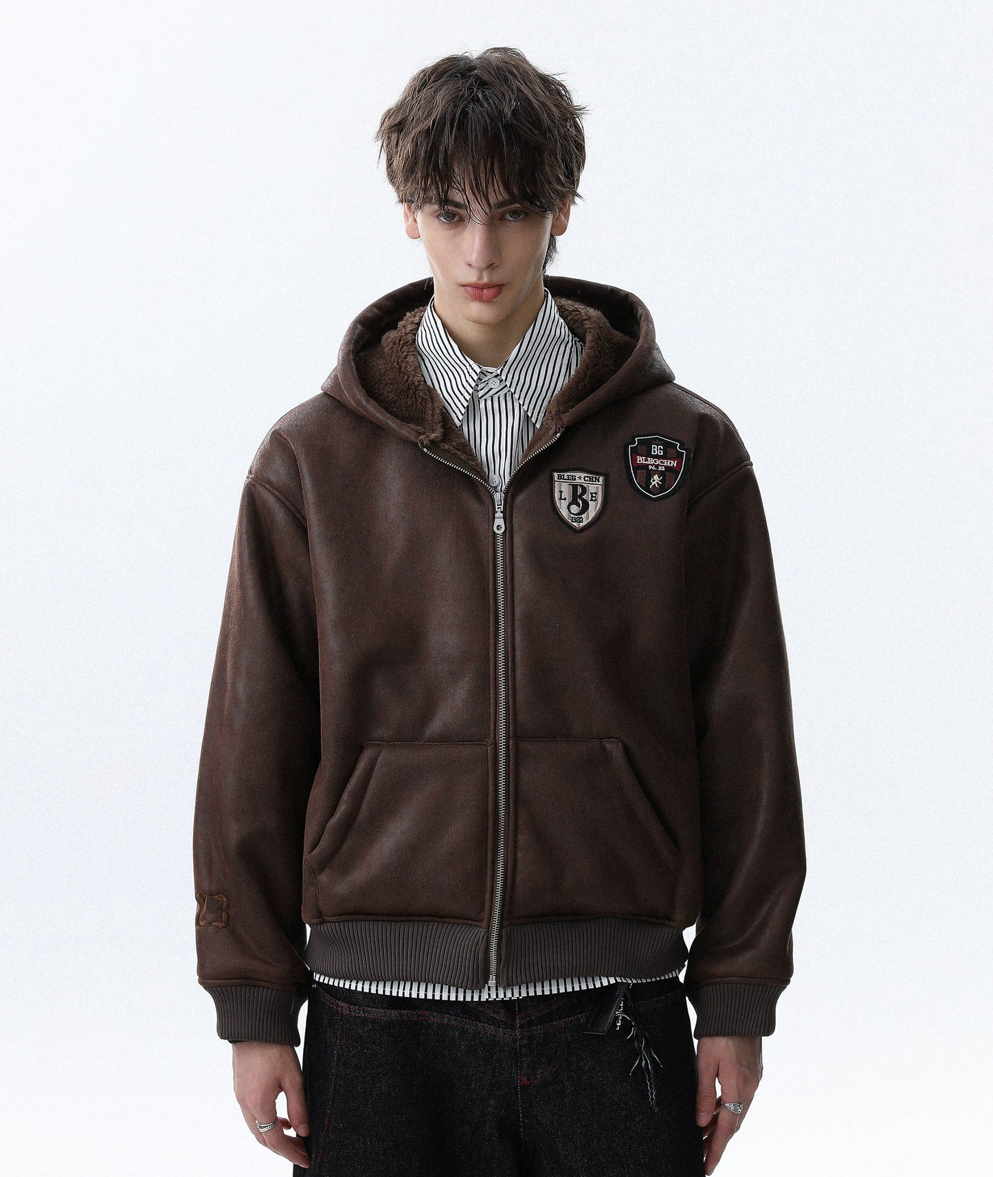 Embroidery Graphic Hooded Zipper Jacket WN22088