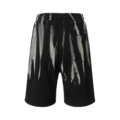 Drawstring Wash Tie-Dye Damage Half Sweatpants WN25589