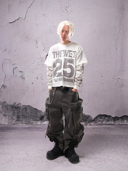 Wide Leg Multi Pocket Zip Cargo Pants WN26608