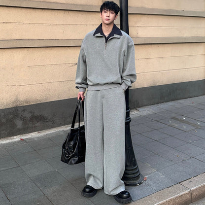Half-Zip Sweatshirt & Wide Leg Pants Setup WN25185