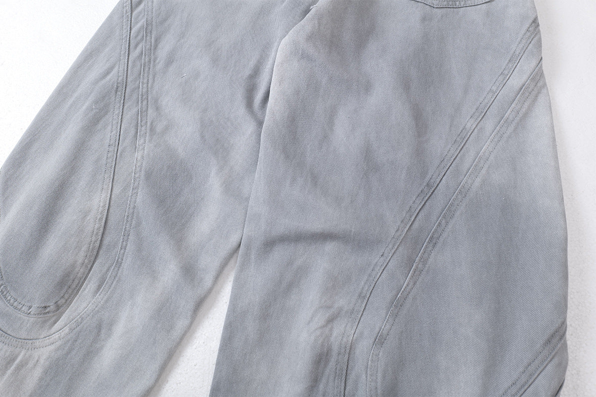 Washed Deconstructed Wide Leg Pants WN23036