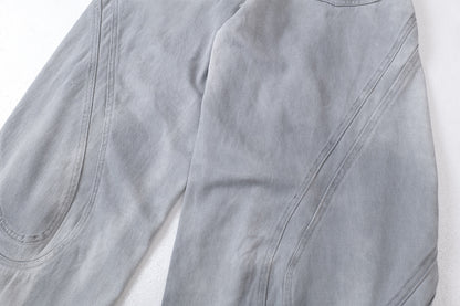 Washed Deconstructed Wide Leg Pants WN23036