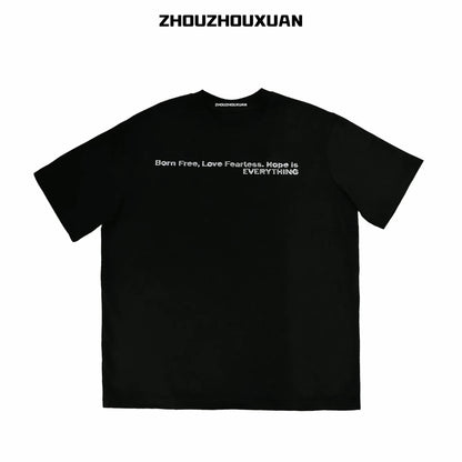 Rhinestone Pearl Letter Short Sleeve T-Shirt WN20697