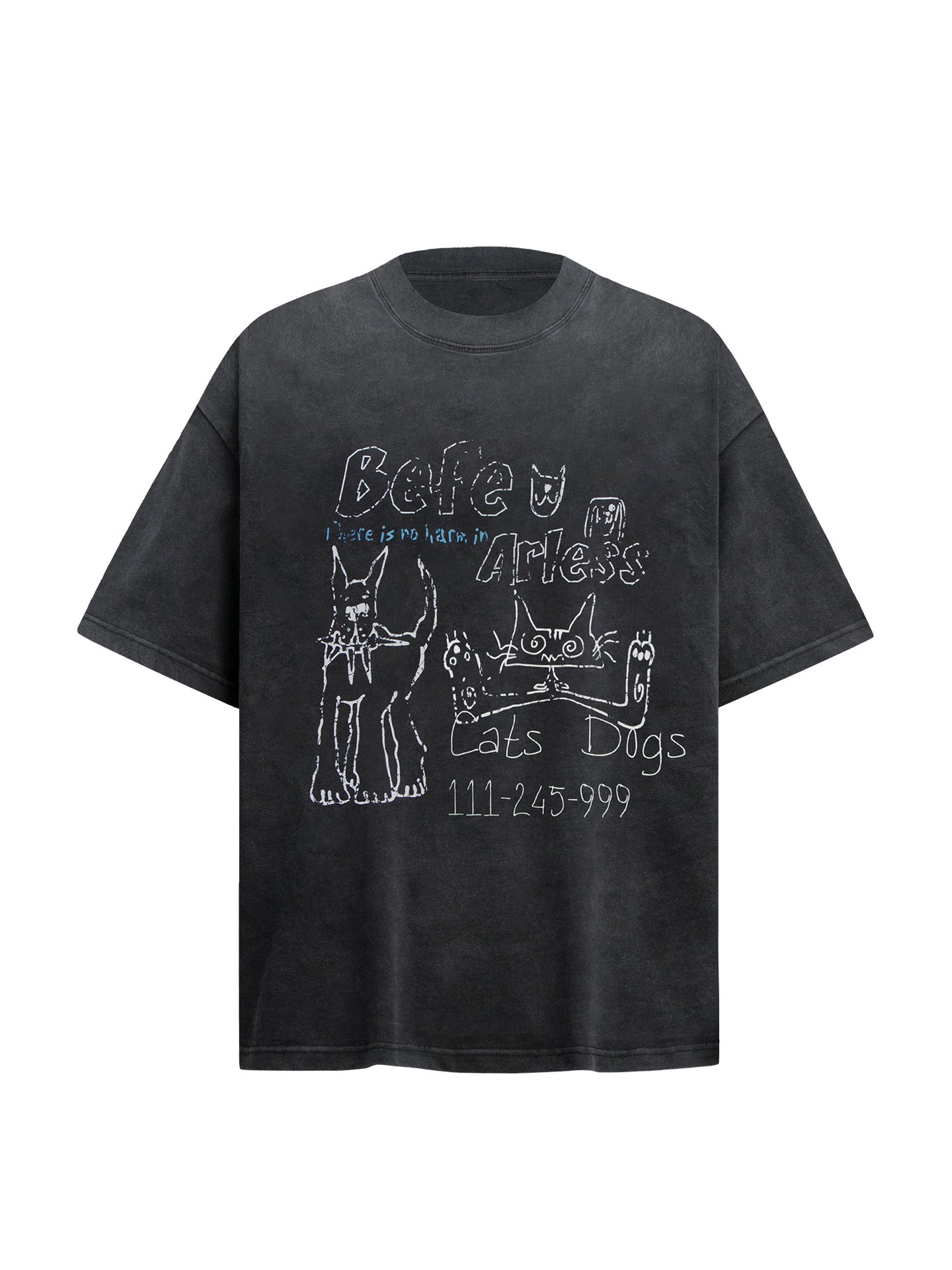 Washed Graffiti Print Short Sleeve T-Shirt WN26216
