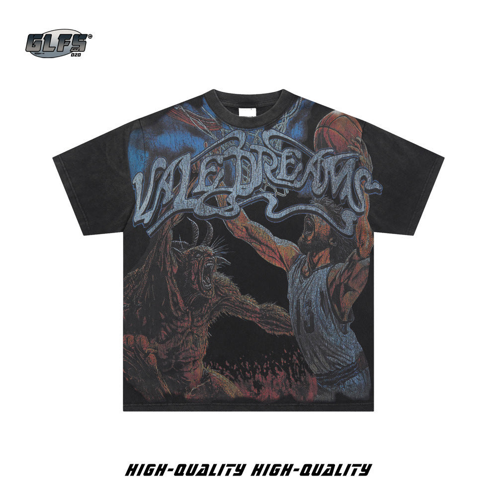 Washed Graffiti Art Short Sleeve T-Shirt WN26539