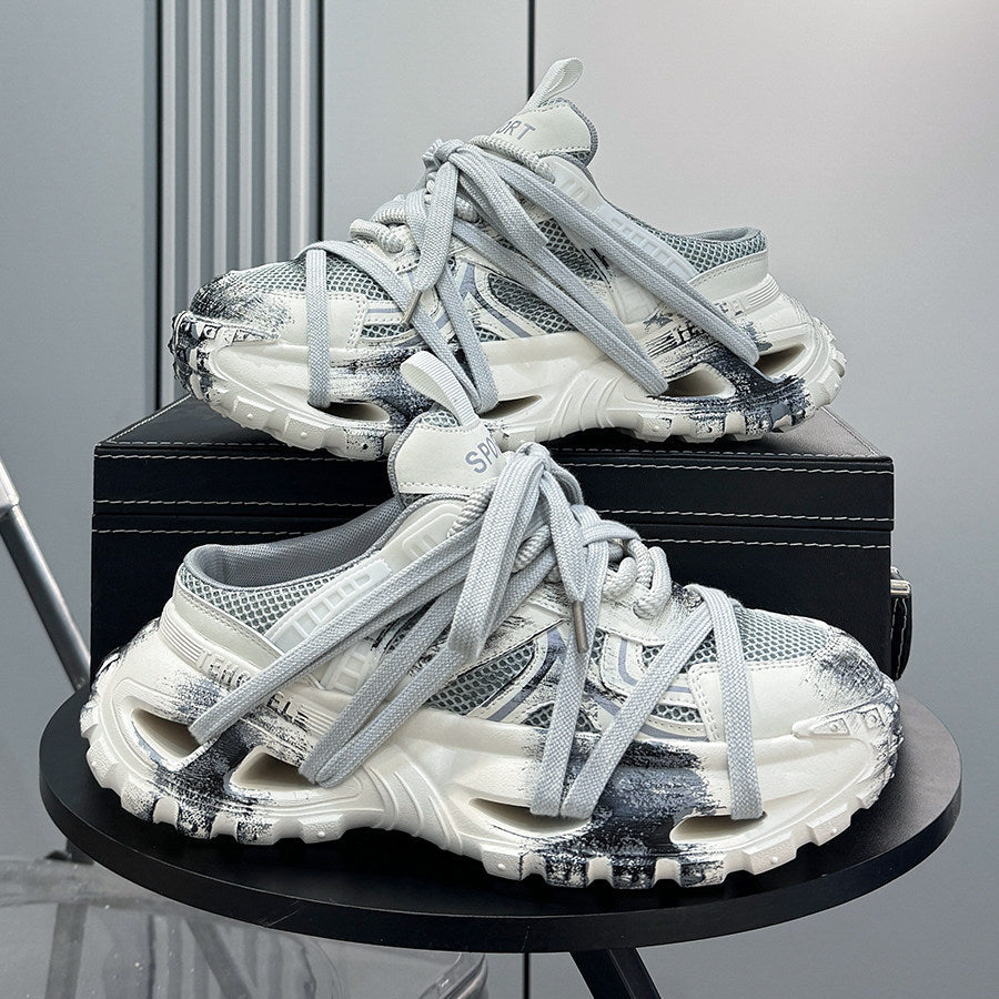 Paint Mesh Rope Lace Slip-On Shoes WN24722