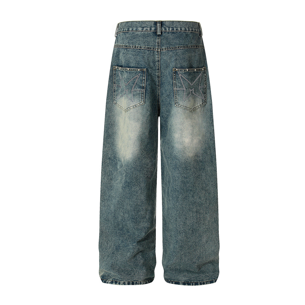 Star Patch Rivet Wide Leg Denim Jeans WN25585