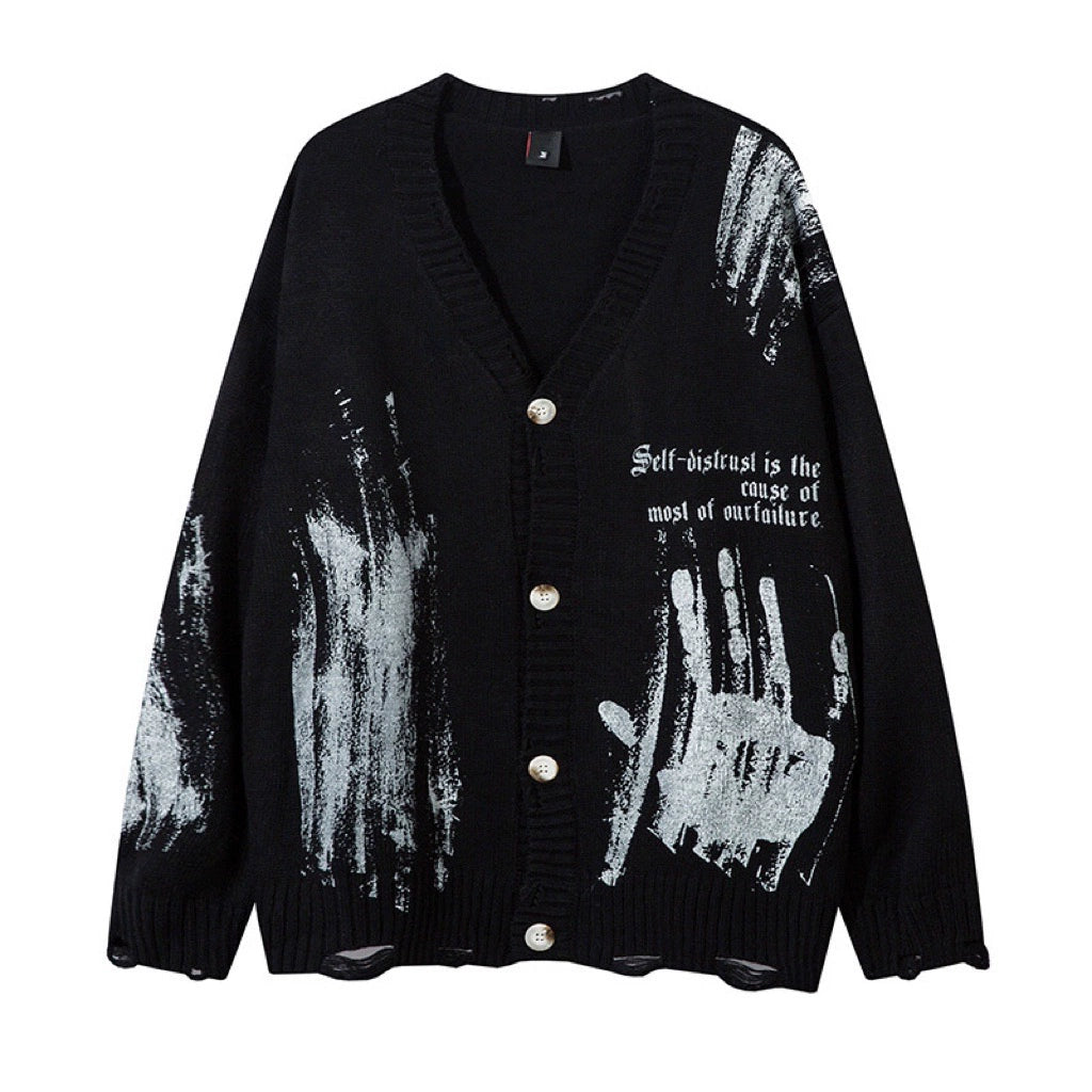 Graffiti Hand-Paint Knit Cardigan WN10930