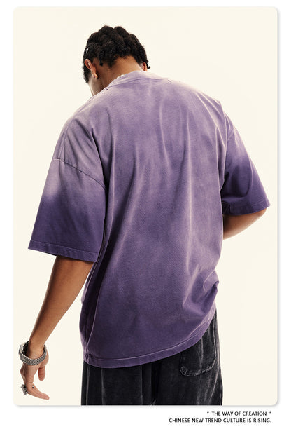 Washed Gradient Oversize Short Sleeve T-Shirt WN6070