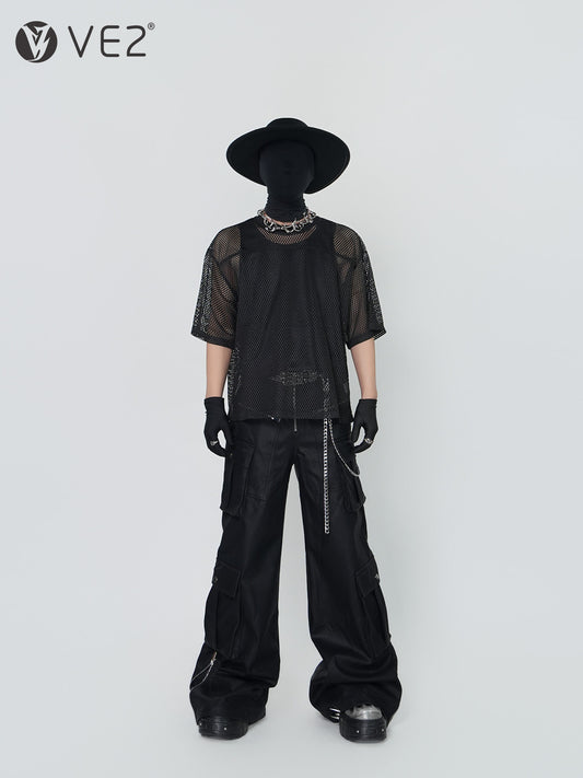 Mesh Sheer Oversize Short Sleeve T-Shirt & Vest WN24293