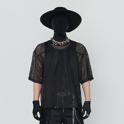 Mesh Sheer Oversize Short Sleeve T-Shirt & Vest WN24293