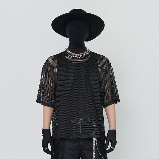 Mesh Sheer Oversize Short Sleeve T-Shirt & Vest WN24293