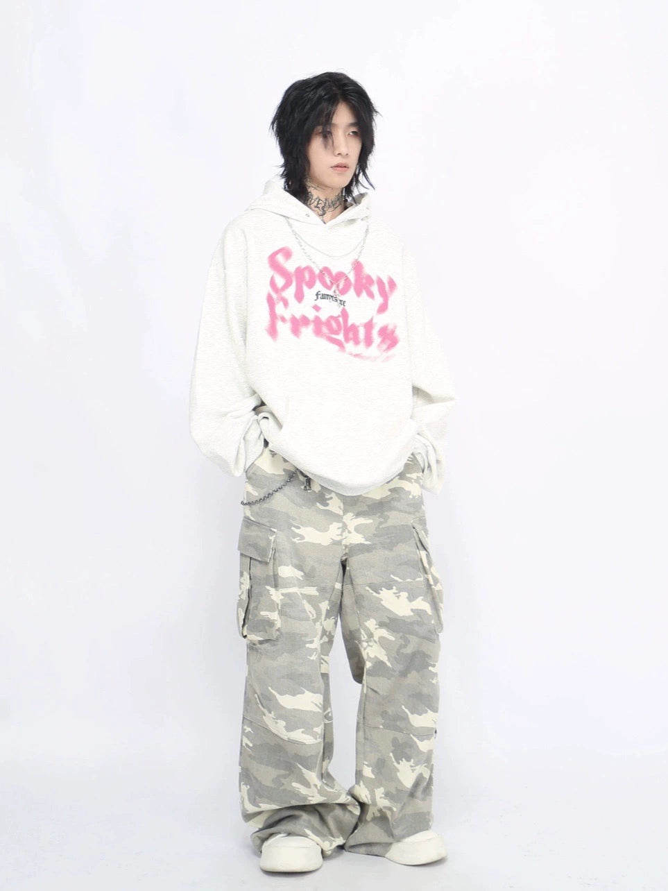 Fuzzy Letter Print Heavyweight Hoodie WN8365