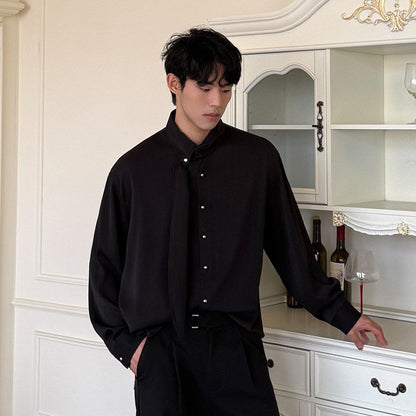 Tie Design Oversize Long Sleeve Shirt WN24944