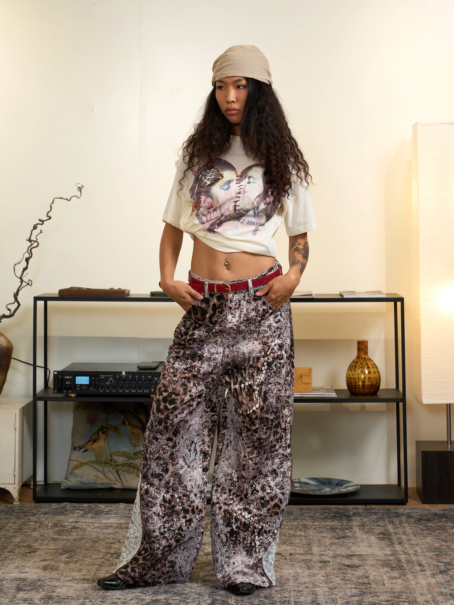 White Ink Print Short Sleeve T-Shirt WN18995