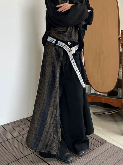 Asymmetrical Patchwork Wide Leg Trousers WN19940