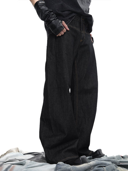 Curved Cut Straight Denim Jeans WN18707