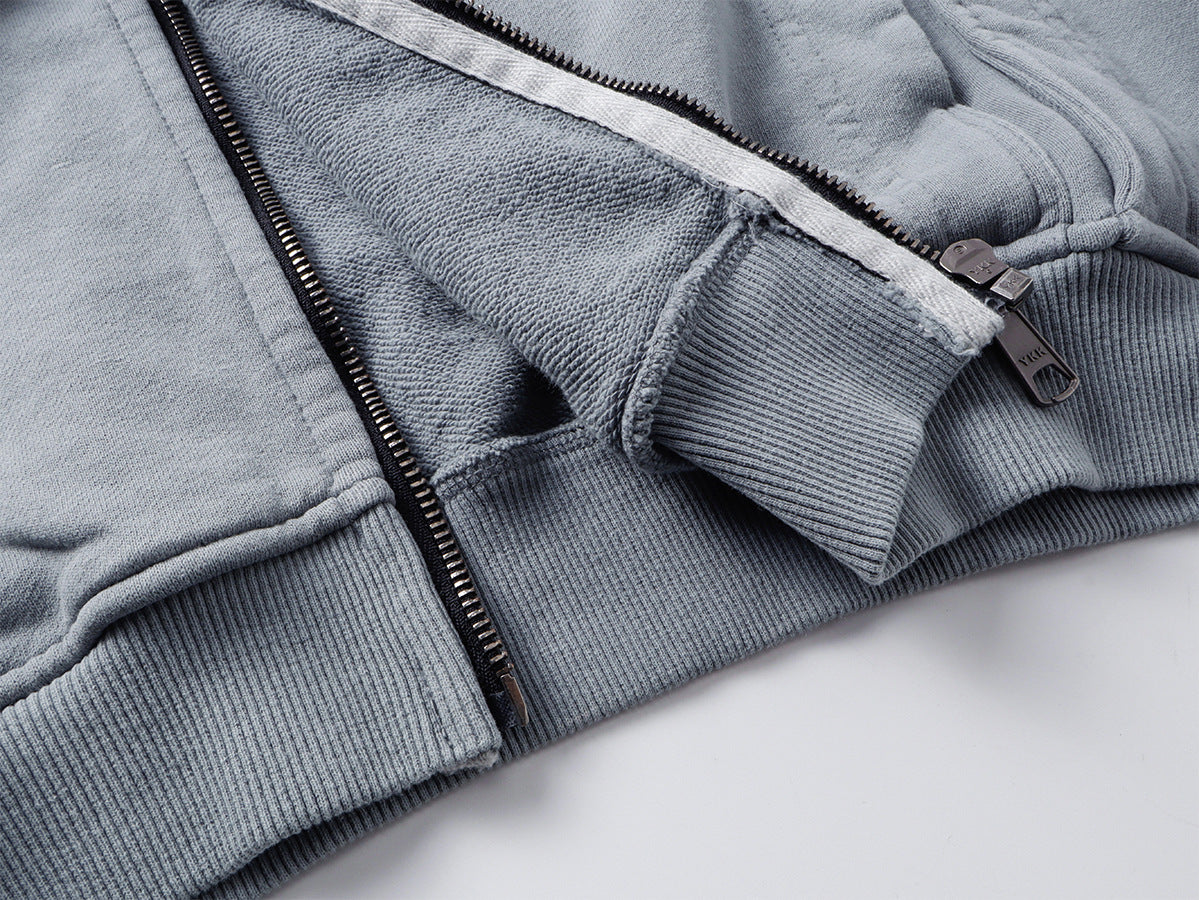 Heavyweight Wash Damage Zipper Hoodie WN25592
