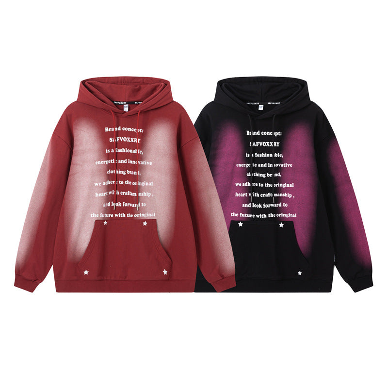 Colorblock Letter Print Oversize Pullover Hoodie WN11156