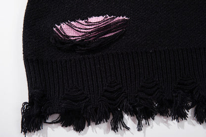 Asymmetric Butterfly Jacquard Chain Detail Knit Sweater WN11513