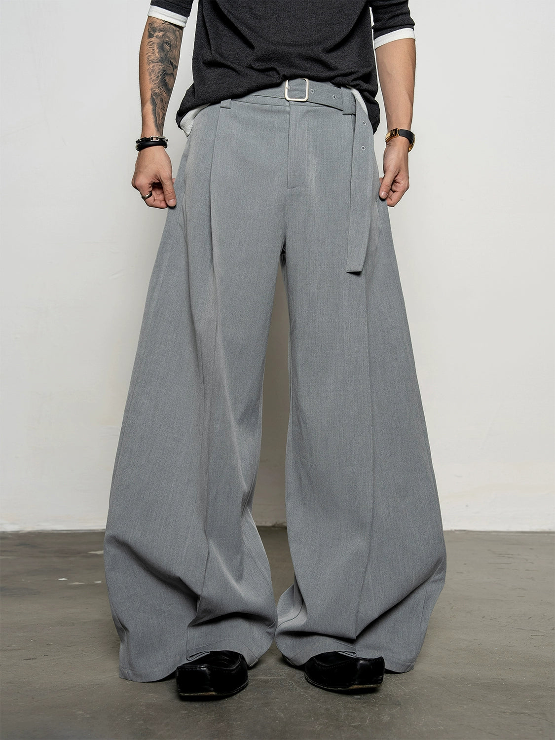 Inverted Pleats Wide Leg Trousers WN20876