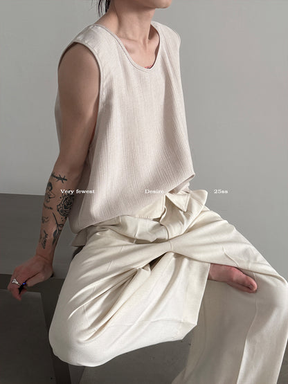 Draping Oversize Sleeveless T-Shirt WN15290