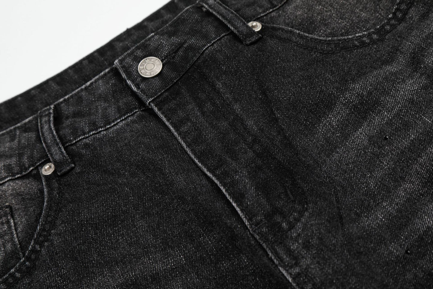 Washed Rhinestone Barrel Denim Jeans WN26102