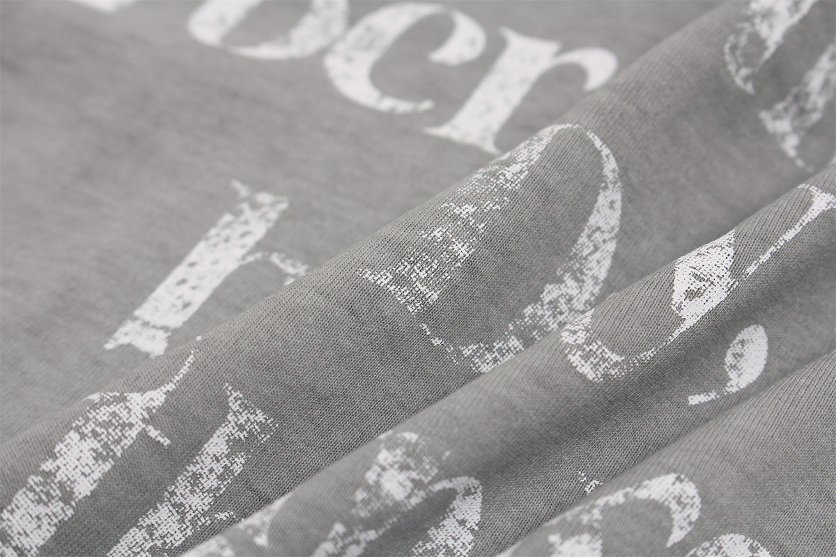 Washed Faded Letter Print Heavyweight Short Sleeve T-Shirt WN26869