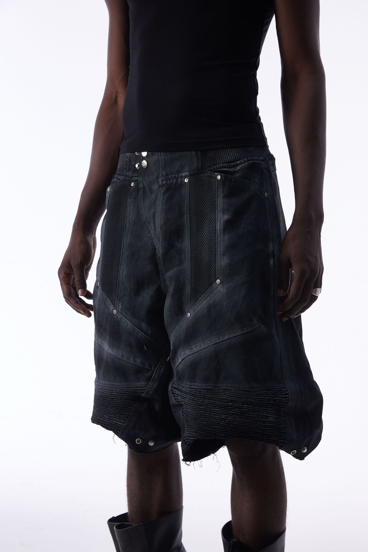 Damage Baggy Half Denim Jeans WN25584