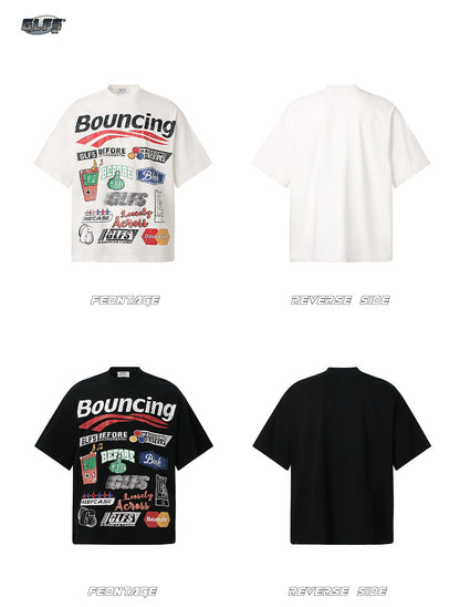 Sticker Graffiti Letter Short Sleeve T-Shirt WN26603