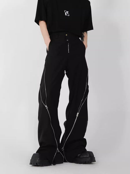 Zipper Slit Micro Flare Trousers WN6994