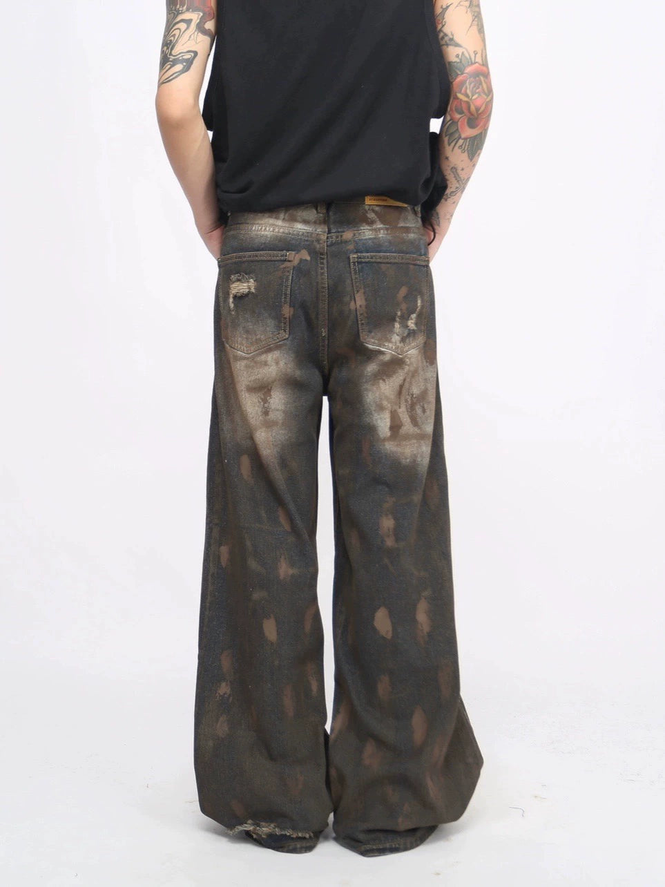 Heavyweight Damage Straight Leg Denim Jeans WN8356