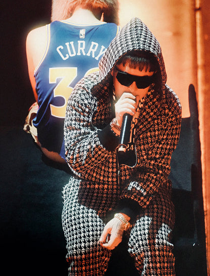 Houndstooth Hooded Zipper Jacket & Micro Flare Pants Setup WN21011