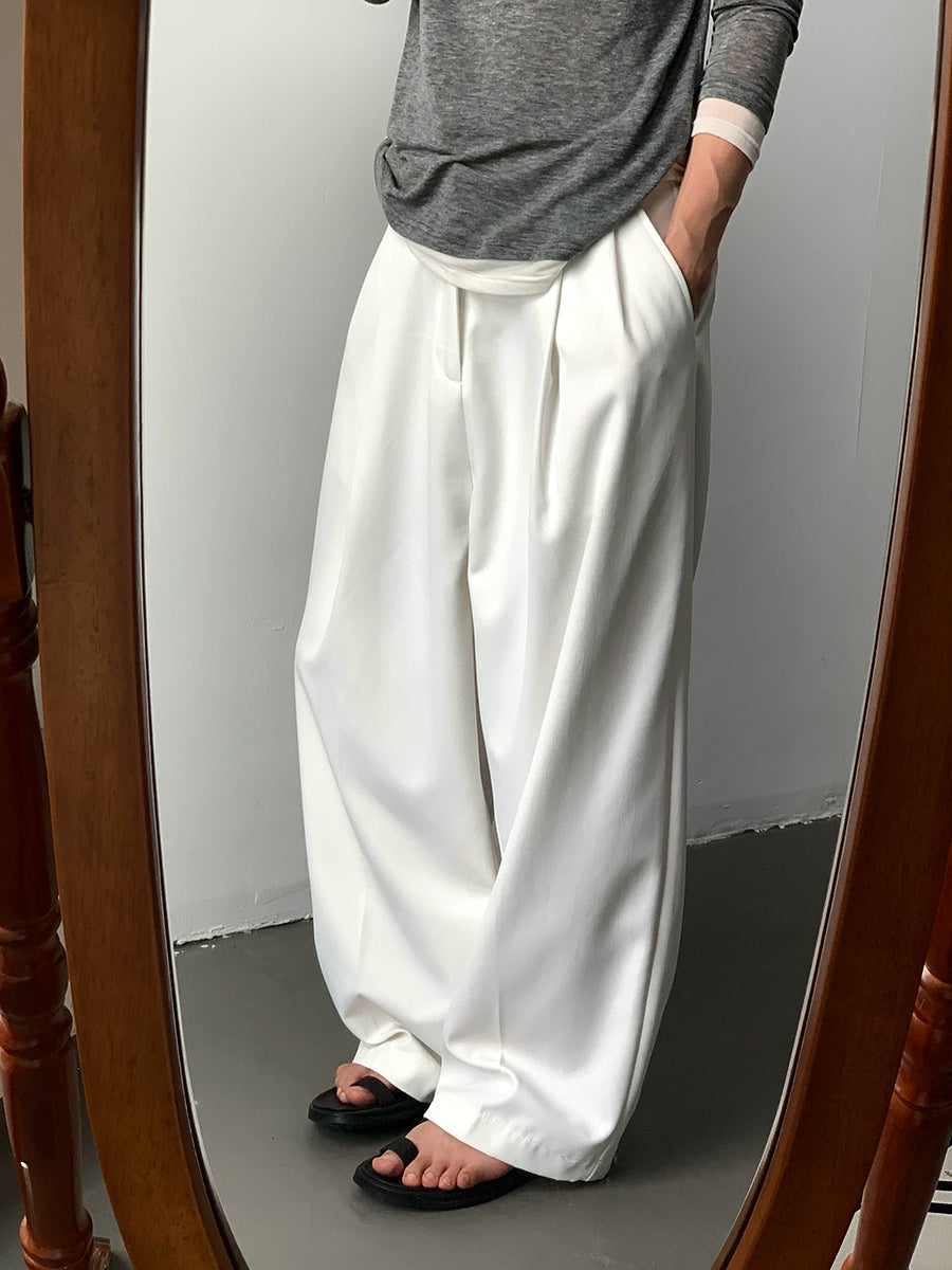 Waist-Design Wide-Leg Long Pants WN9693