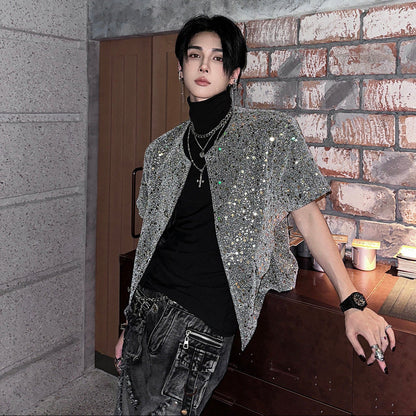 Sequin Short Sleeve Tweed Jacket WN25140