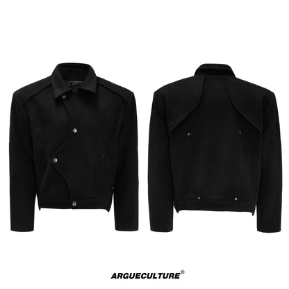Deconstructed Asymmetric Thick Wool Short Jacket WN21724