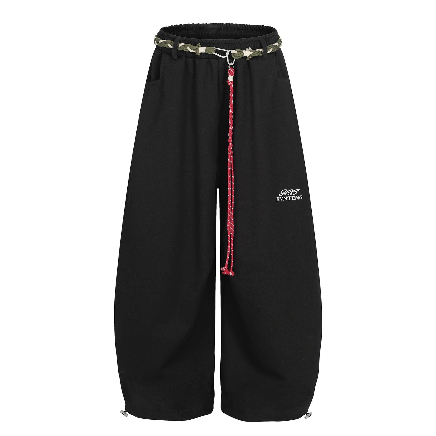 Rope Drawstring Curved Wide Leg Sweatpants WN25708