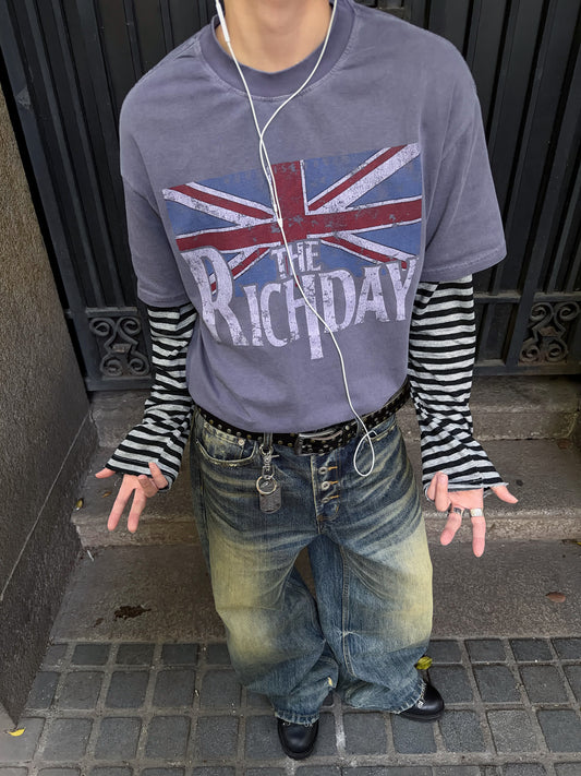 Washed Graphic Print Short Sleeve T-Shirt WN24388