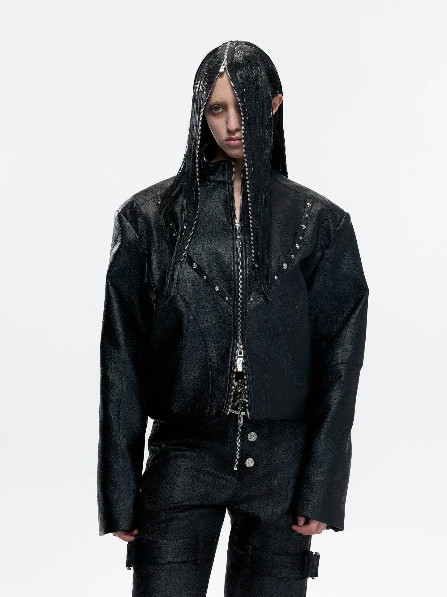Heavyweight Waxed Rivet Double Zipper Jacket WN23549
