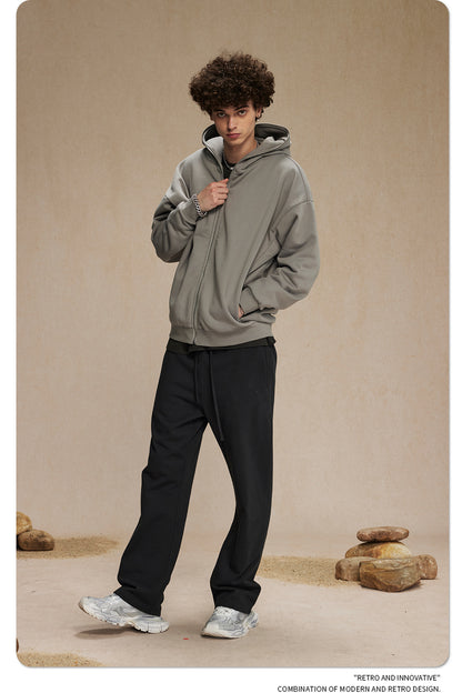 Oversize Plain Zipper Hoodie WN9971