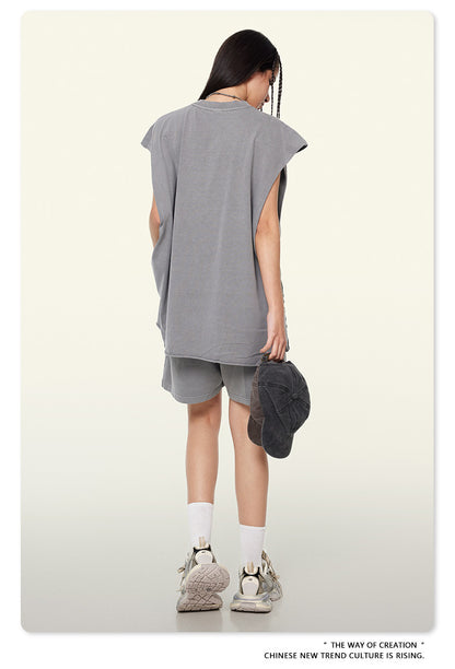 Washed Oversize Sleeveless T-Shirt WN6069