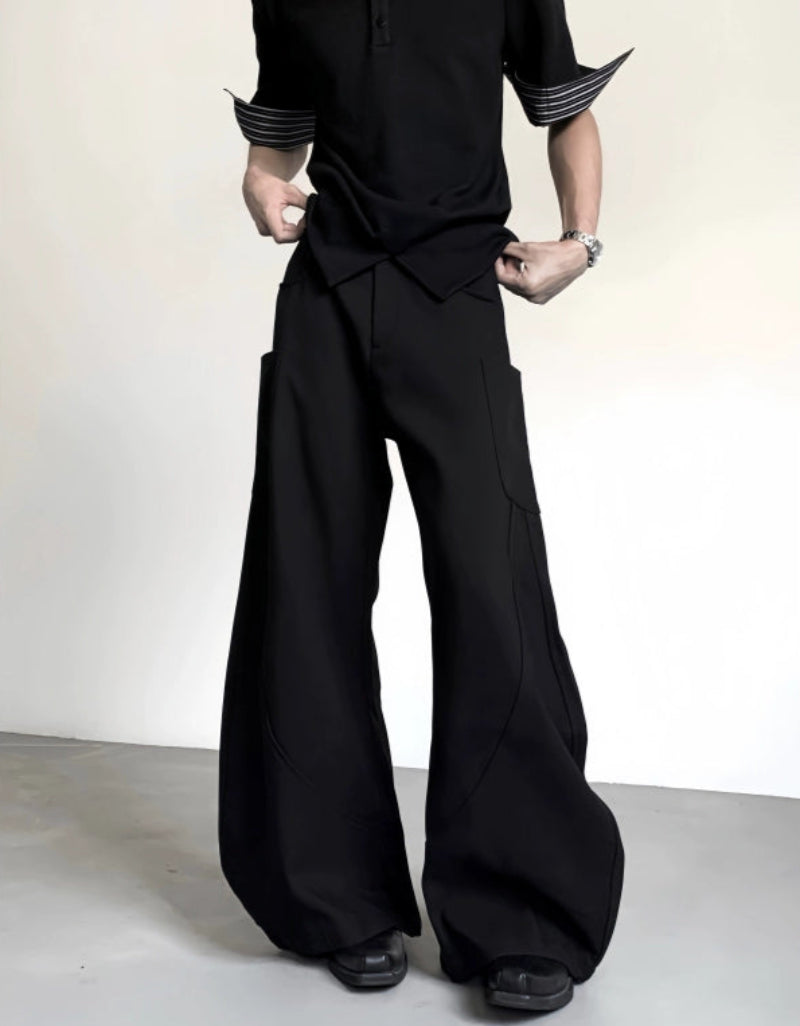 Patchwork Scimitar Wide Leg Trousers WN20063