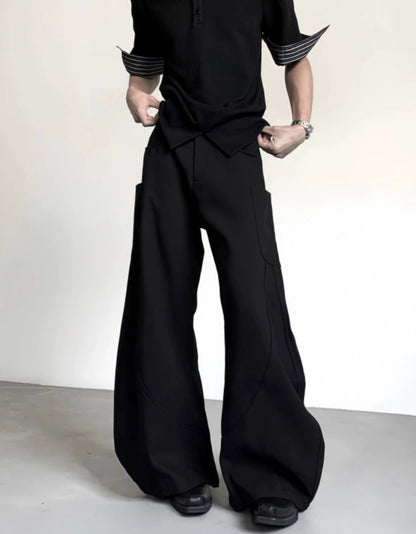 Patchwork Scimitar Wide Leg Trousers WN20063