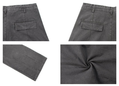 Washed Straight Wide Leg Cargo Pants  WN26343