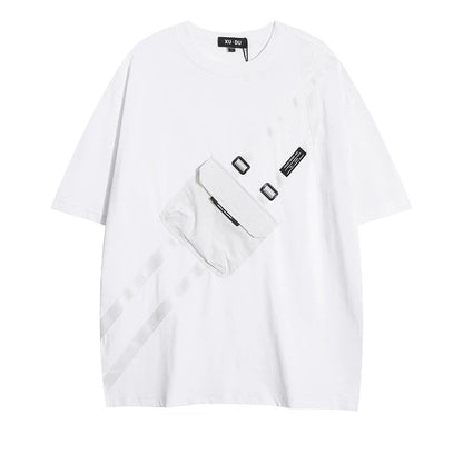Pocket Oversize Round Neck Short Sleeve T-Shirt WN5436